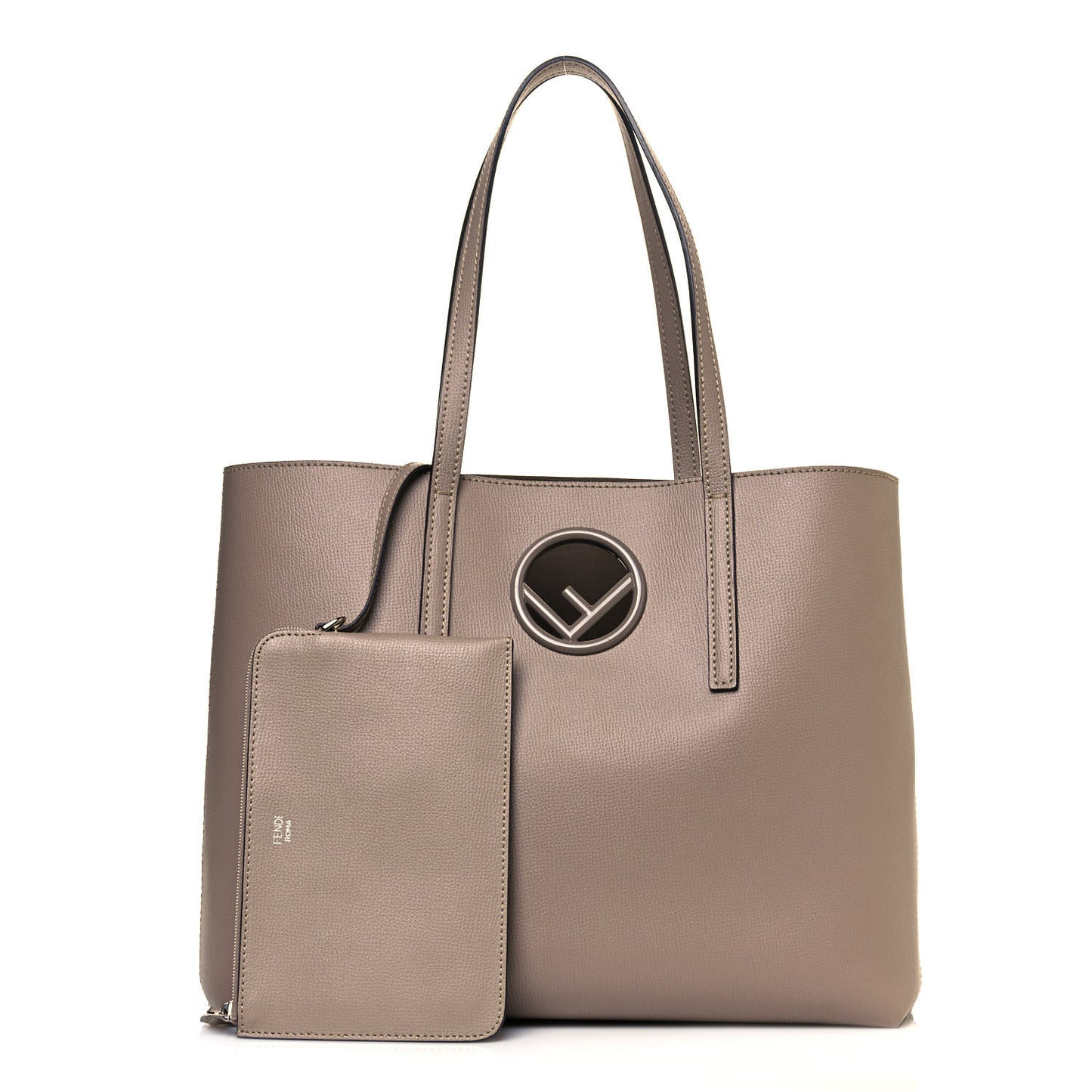 Vitello Vienna Enamel F is Fendi Shopping Tote Tortora Taupe