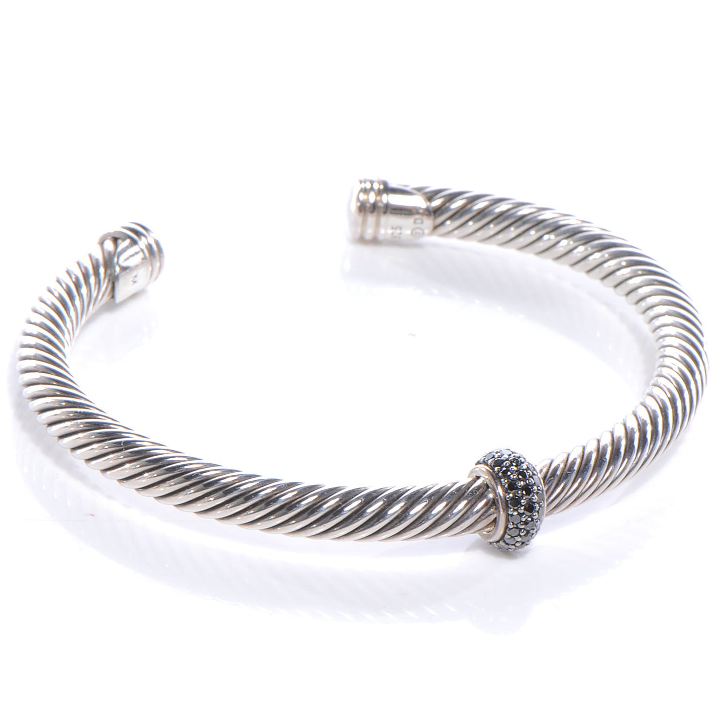 Sterling Silver Black Diamond 5mm Cable Classics Cuff Medium