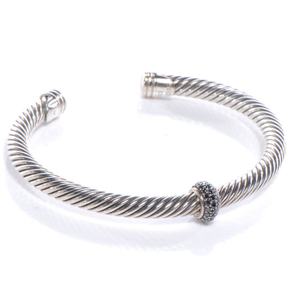 David Yurman Sterling Silver Black Diamond 5mm Cable Classics Cuff Medium 4 of 5