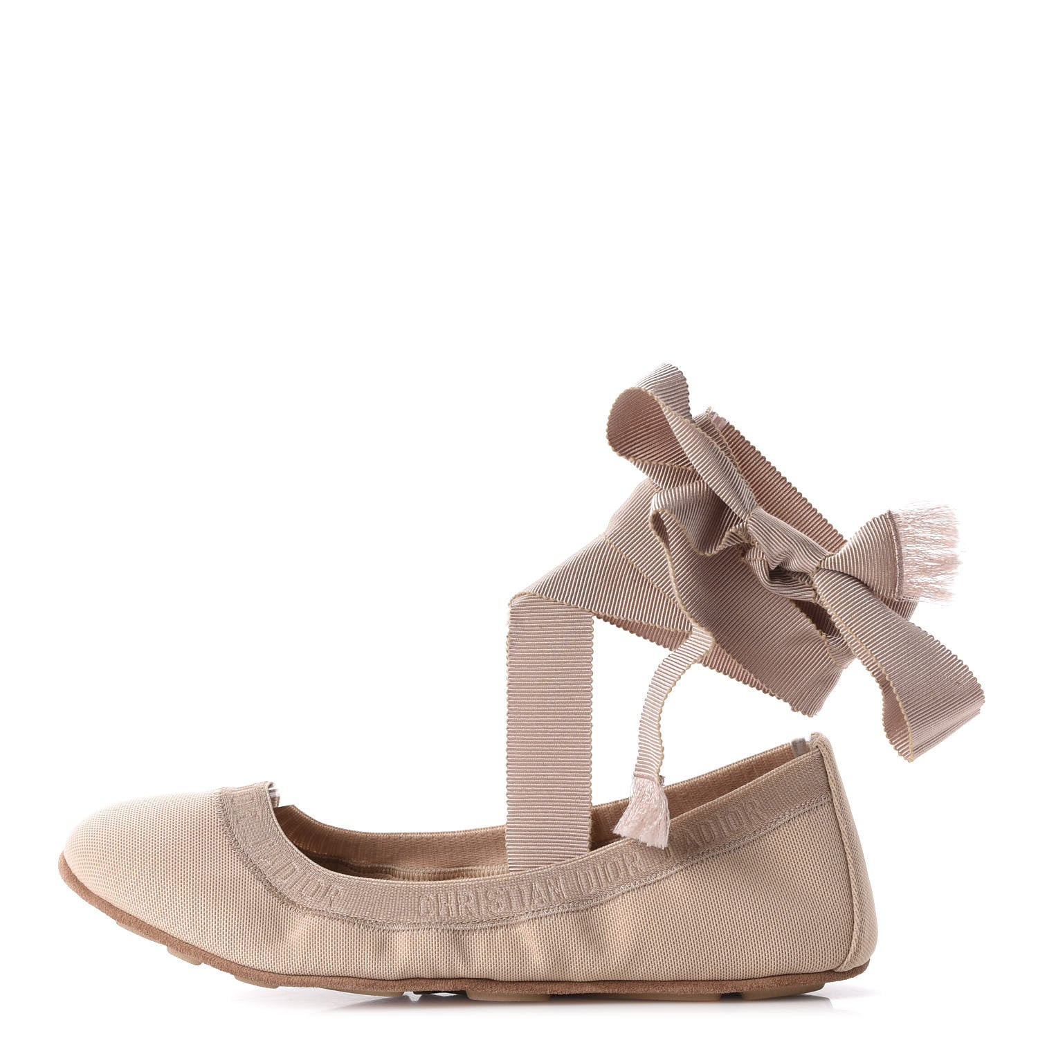 Christian Dior Micro Mesh Academy Lace-Up Ballerina Flats 36.5 Nude 1 of 9