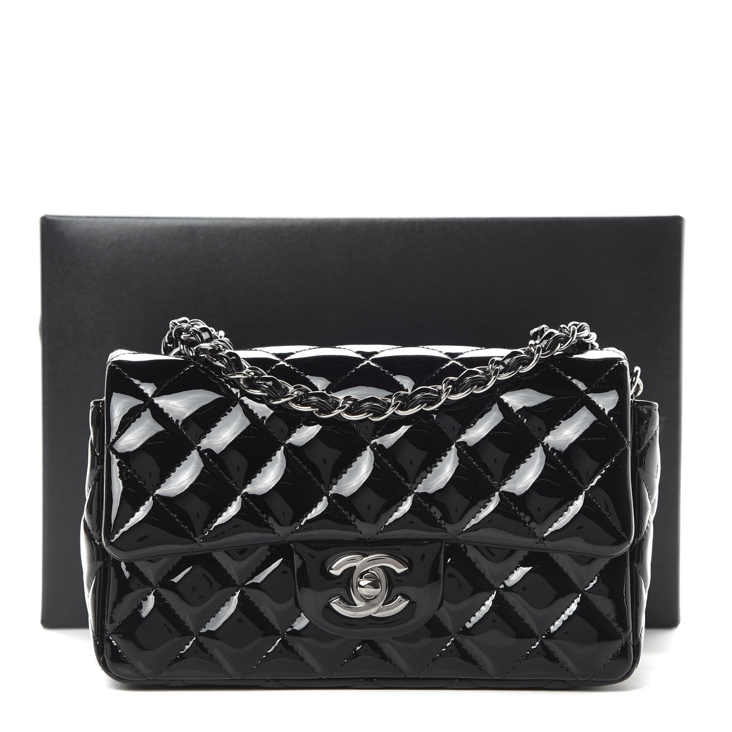 Chanel Patent Calfskin Quilted Mini Rectangular Flap Black 11 of 11