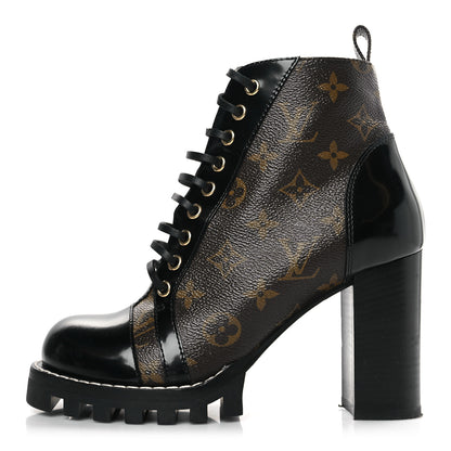 Louis Vuitton Patent Calfskin Monogram Star Trail Ankle Boots 38.5 Black 1 of 9