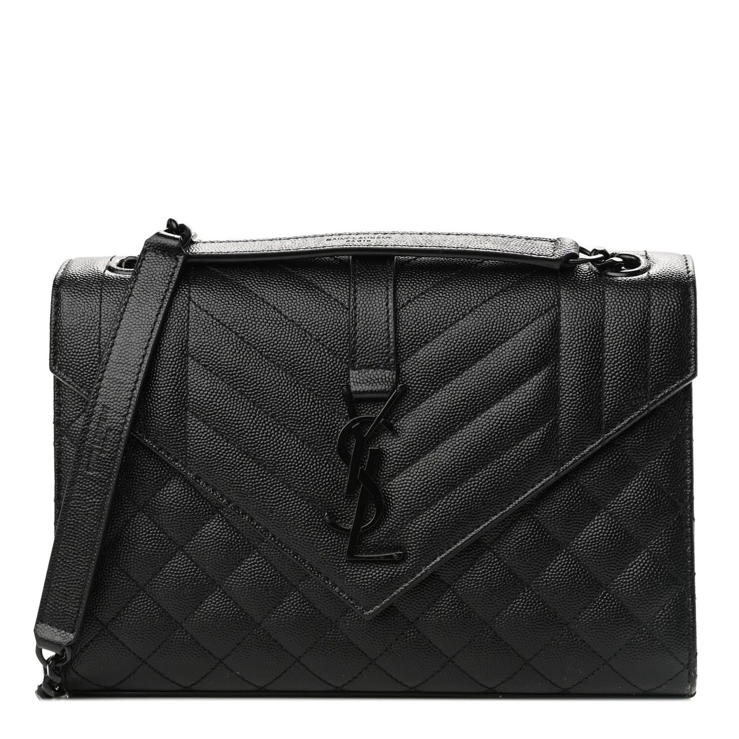 Grain De Poudre Textured Mixed Matelasse Triquilt Medium Monogram Satchel Black