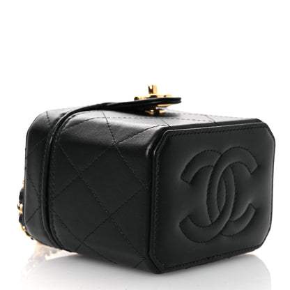 Chanel Lambskin Quilted Vanity Clutch With Chain Black 4 of 14
