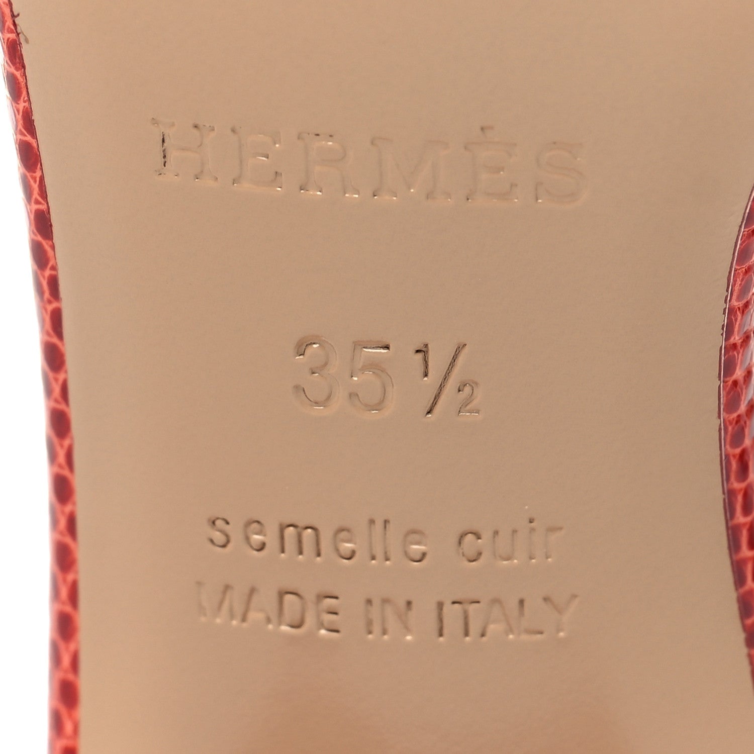 Hermes Lizard Oasis Sandals 35.5 Rouge Coccinelle 7 of 8