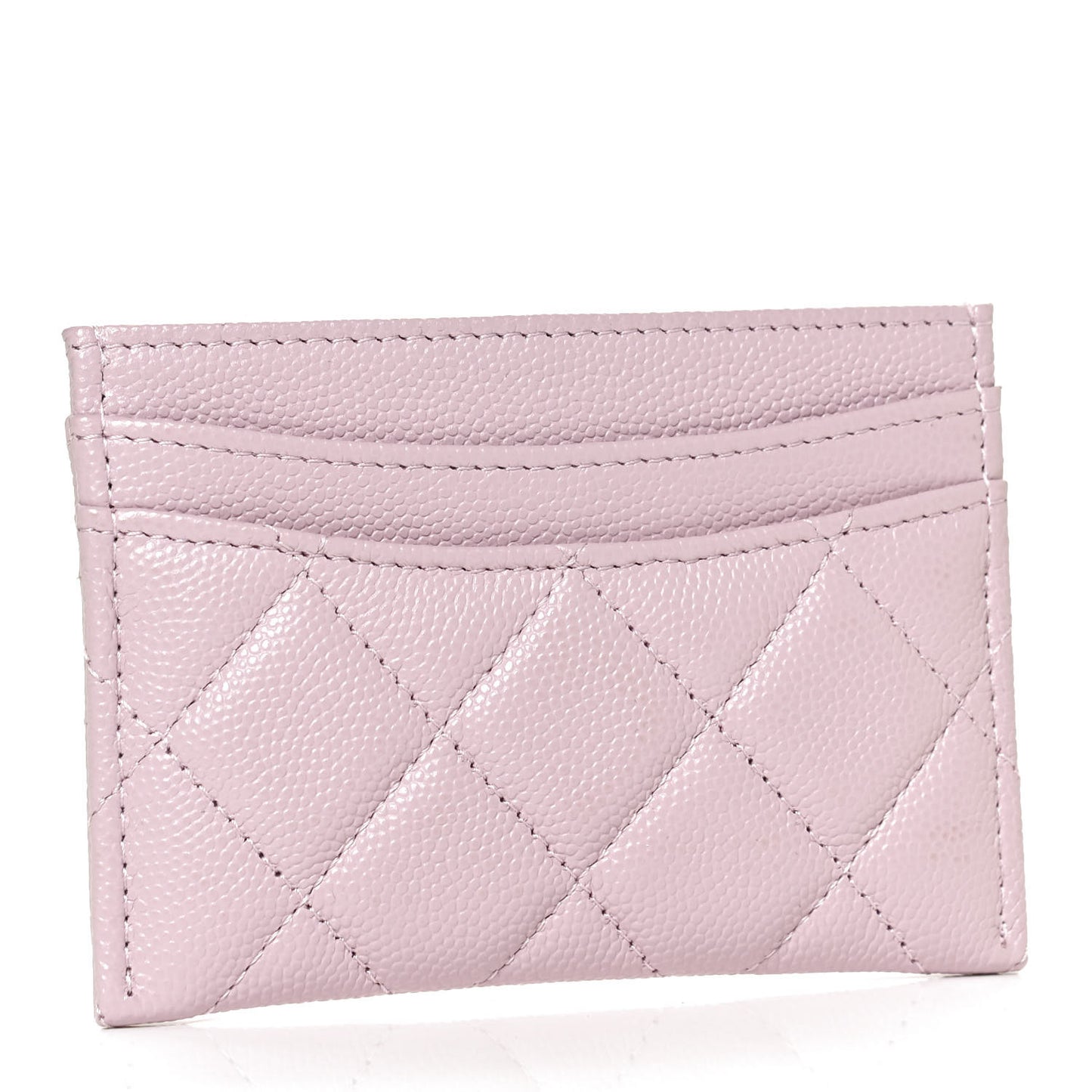 Caviar Quilted Card Holder Light Pink