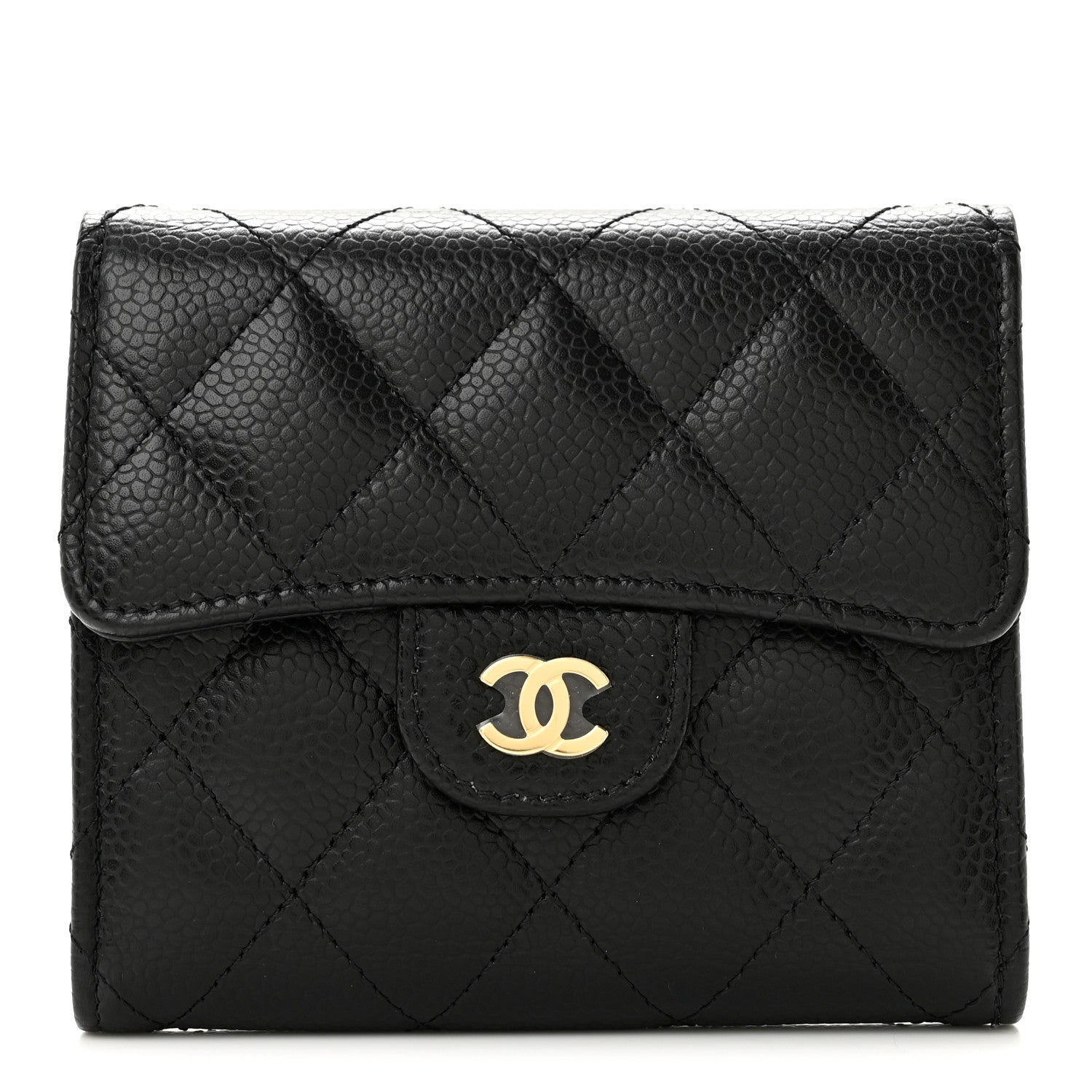 Chanel Caviar Quilted Compact Flap Wallet Black 1 of 9