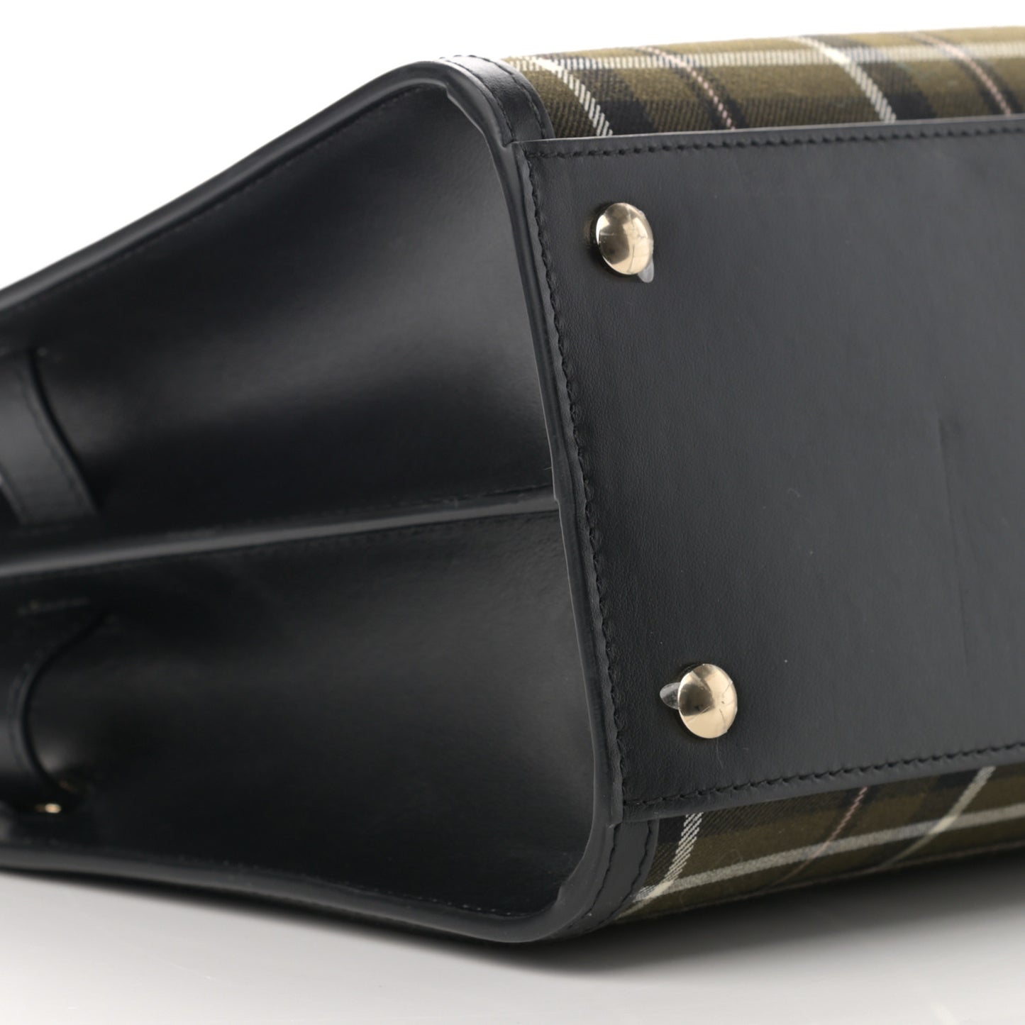 Wool Tartan Two Handle Title Bag Dark Green