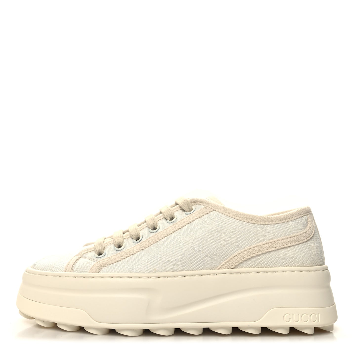 GG Monogram Womens 1977 Tennis Platform 52mm Sneakers 37 Great White Mystic White