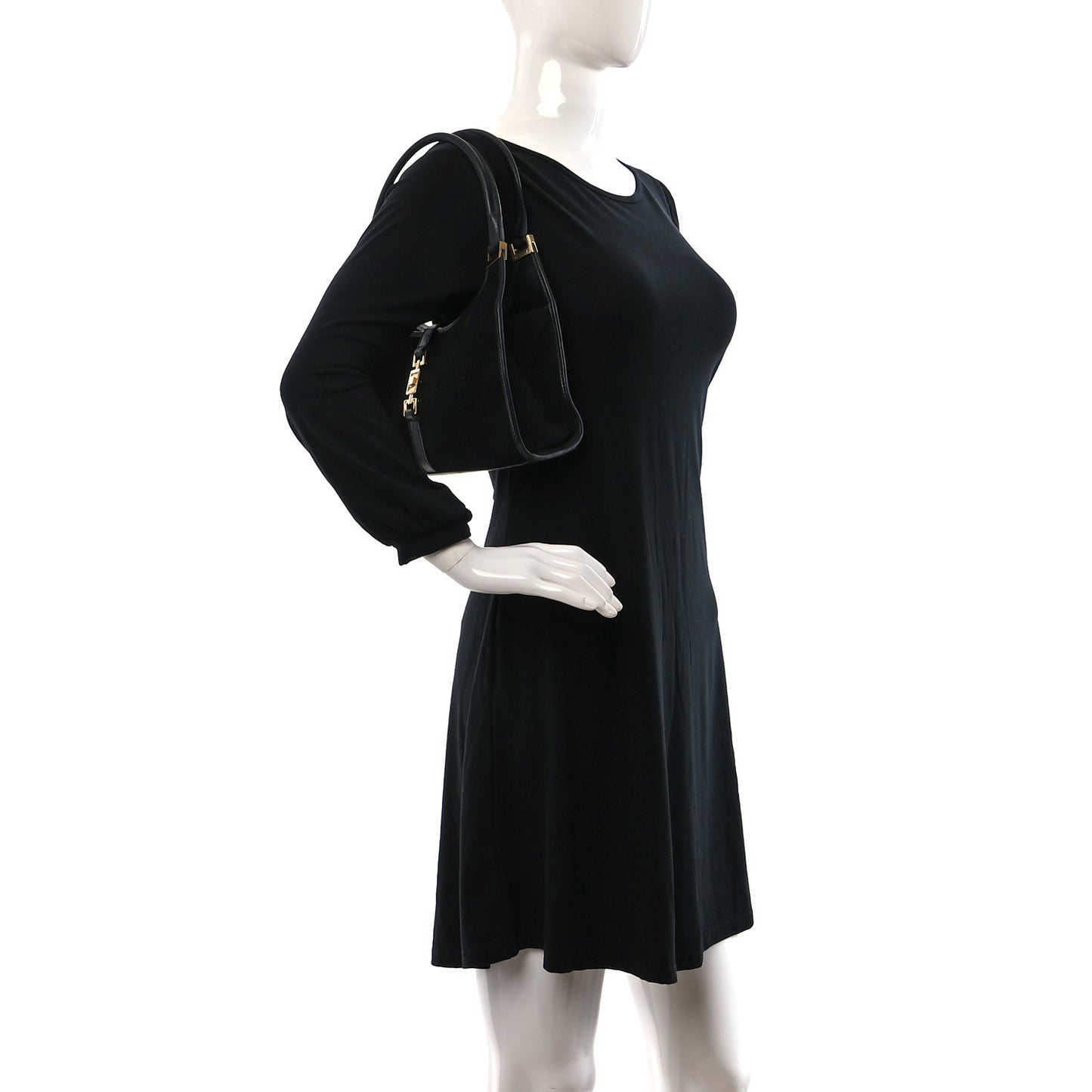 Suede Bardot Shoulder Bag Black