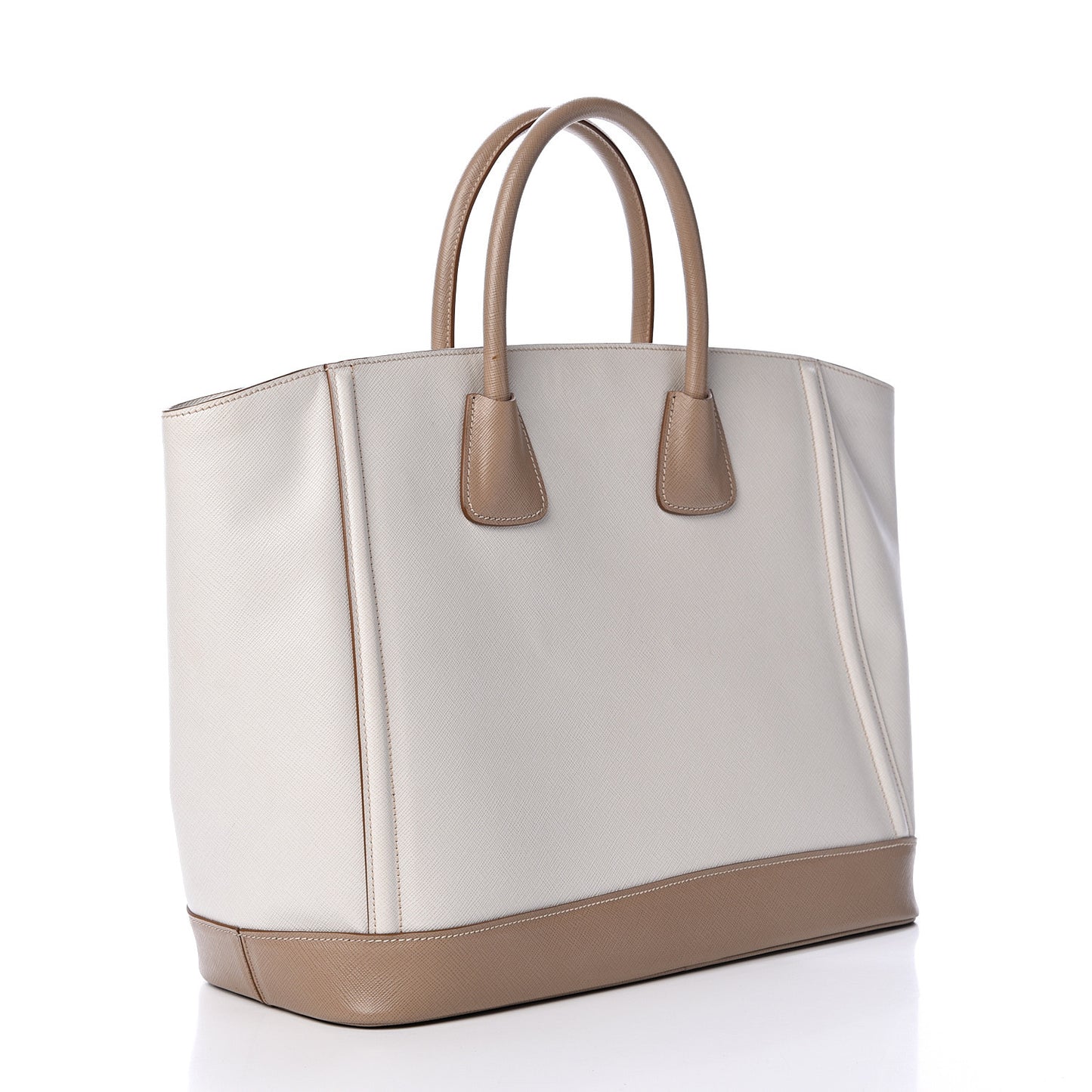Saffiano Lux Bi-Color Tote Talco Visone