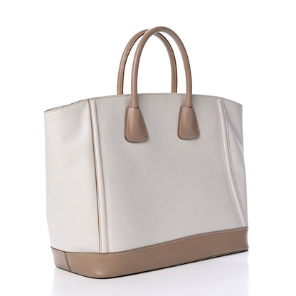 Prada Saffiano Lux Bi-Color Tote Talco Visone 2 of 17