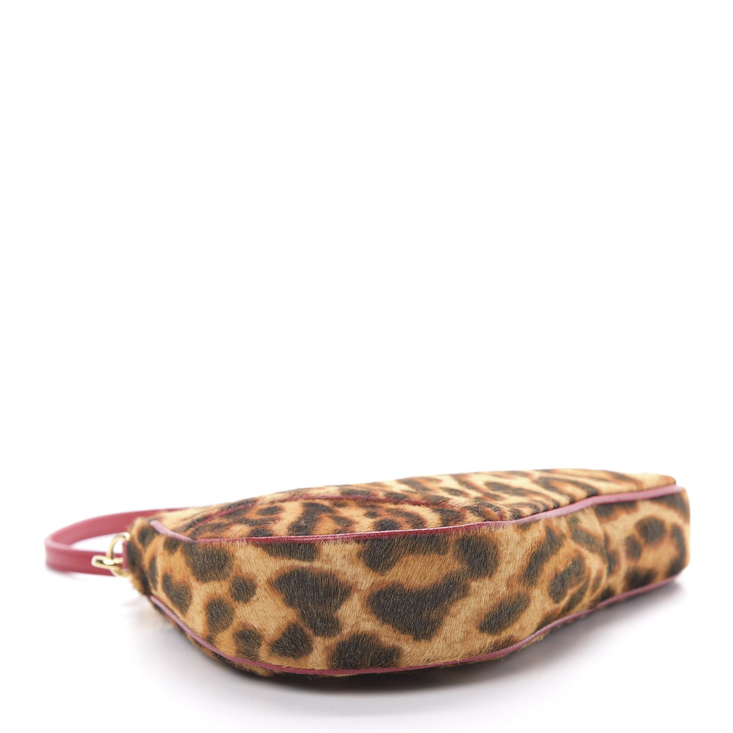 Pony Hair Leopard Mini Saddle Bag Red