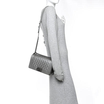 Chanel Metallic Caviar Quilted Medium Boy Flap Silver 2 of 10