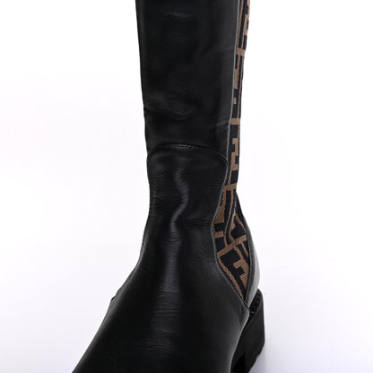 Fendi Nappa Microfiber Fabric FF Rockoko Tall Boots 39 Black Tobacco 11 of 13