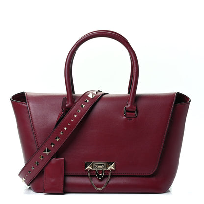 Valentino Garavani Calfskin Small Rockstud Demilune Double Handle Satchel Rubino 1 of 4