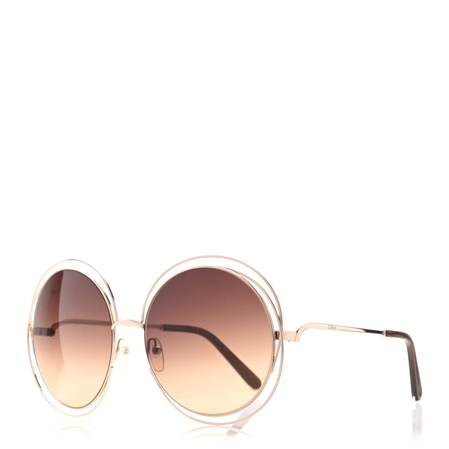 Chloe Metal Carlina Oversized Round Sunglasses CE114SD Gold 1 of 8