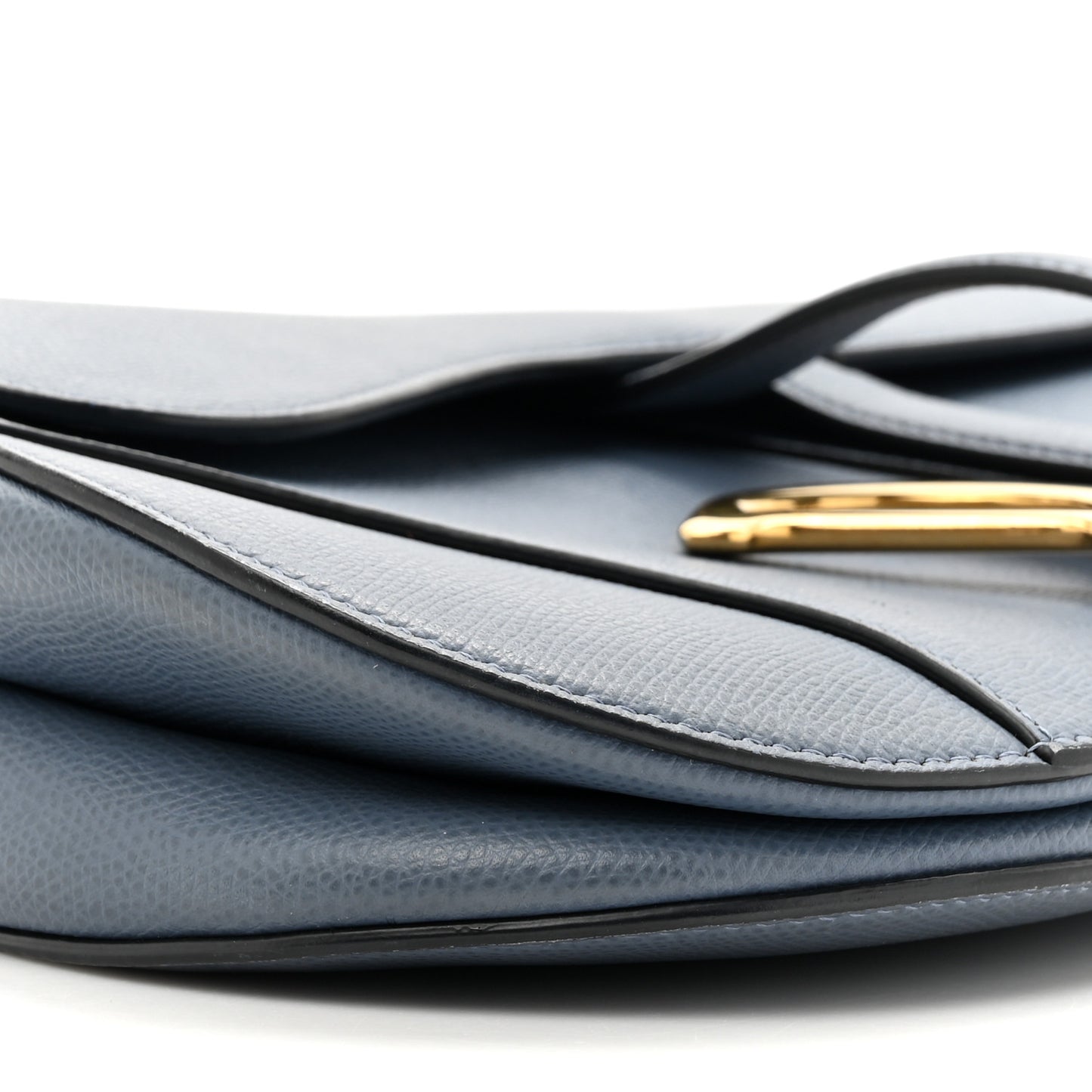 Grained Calfskin Saddle Bag Denim Blue