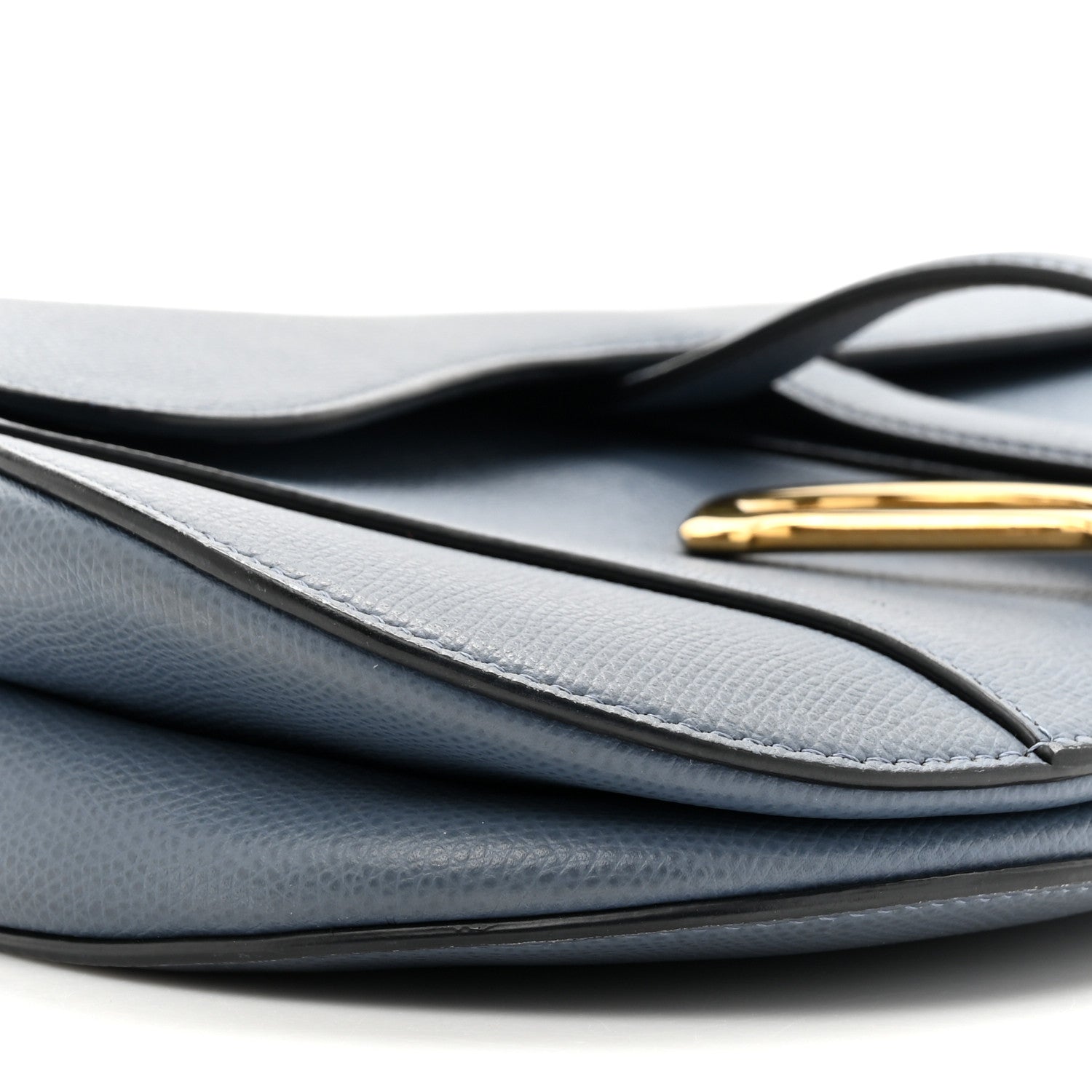 Christian Dior Grained Calfskin Saddle Bag Denim Blue 10 of 14