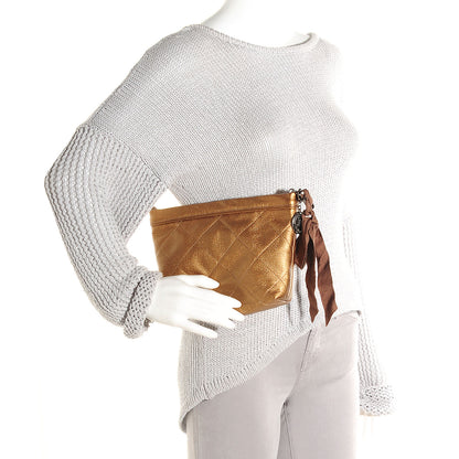 Lanvin Metallic Sheepskin Quilted Pouch Bronze 2 of 9