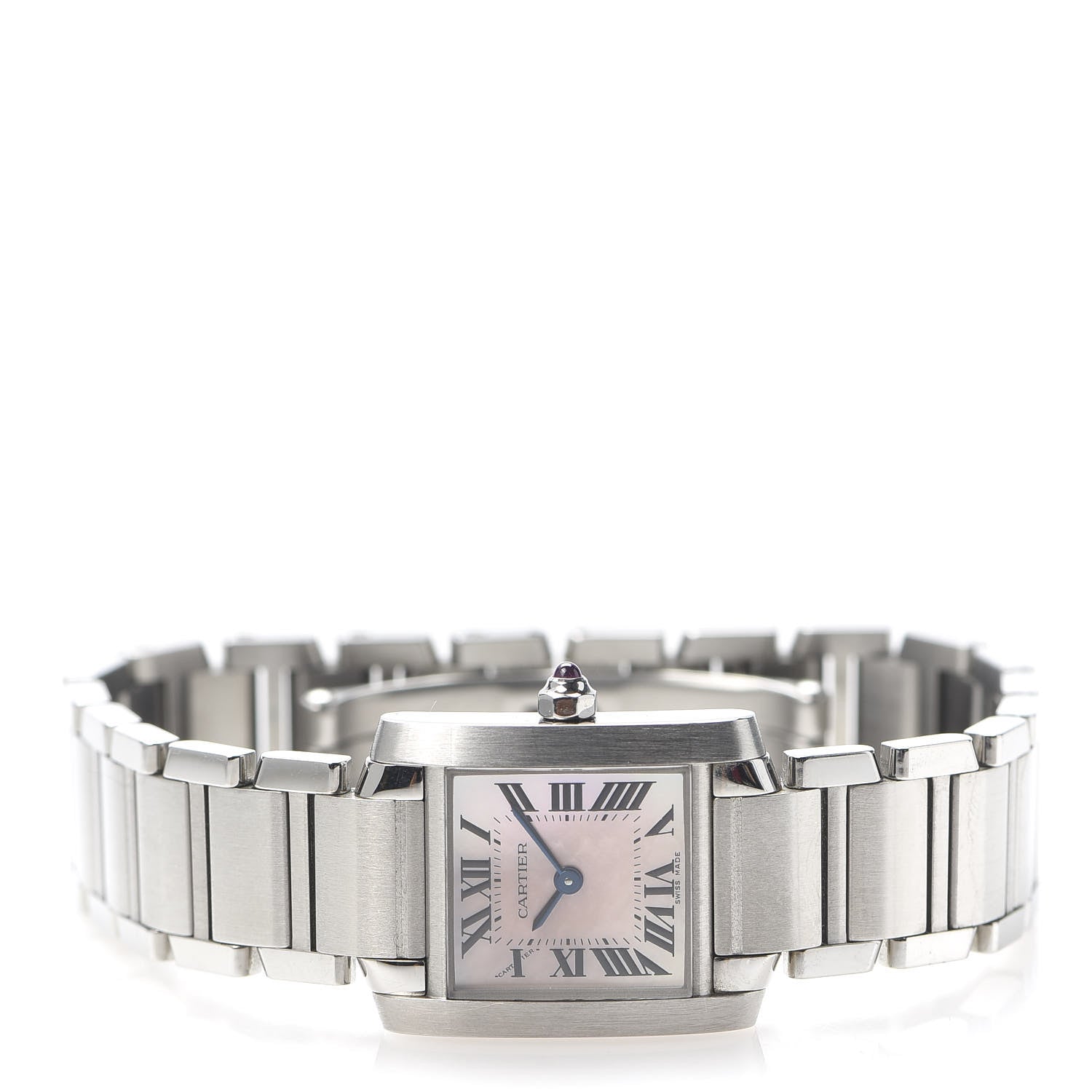 Cartier Stainless Steel Pink Mother of Pearl 20mm Tank Francaise Quartz Watch 3 of 7