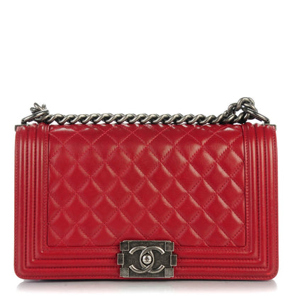 Chanel Lambskin Quilted Medium Boy Flap Dark Red 1 of 7