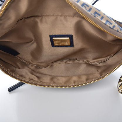 Fendi Zucchino Vitello Pocket Waist Bag Beige Azzurro Blue 5 of 8