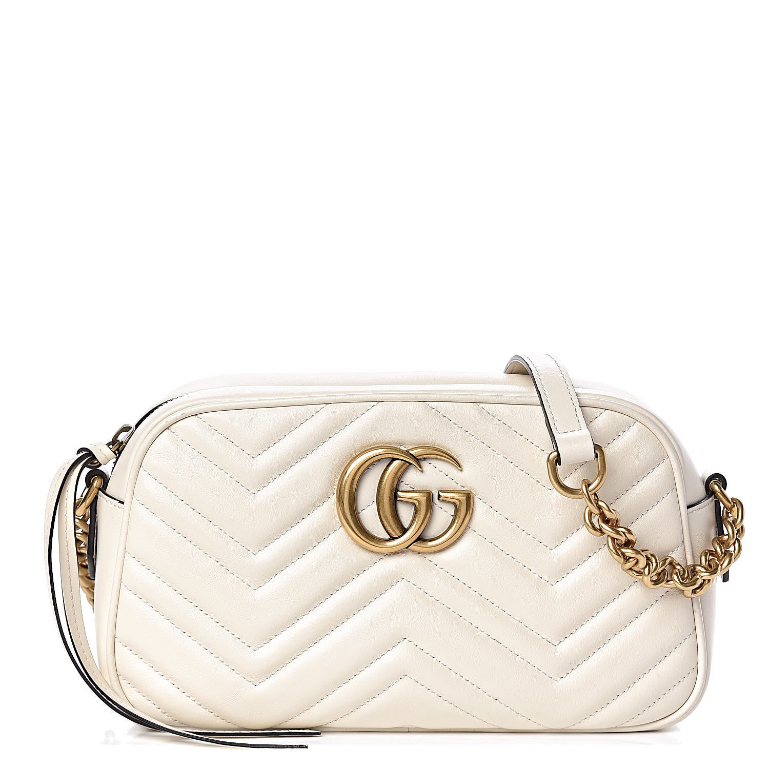 Gucci Calfskin Matelasse Small GG Marmont Chain Shoulder Bag White 1 of 13