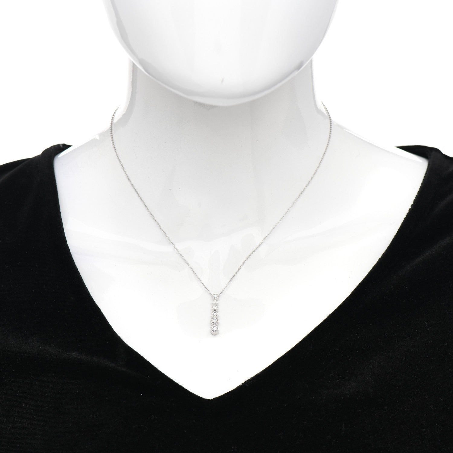 Tiffany Platinum Diamond Jazz Graduated Drop Pendant Necklace 2 of 5