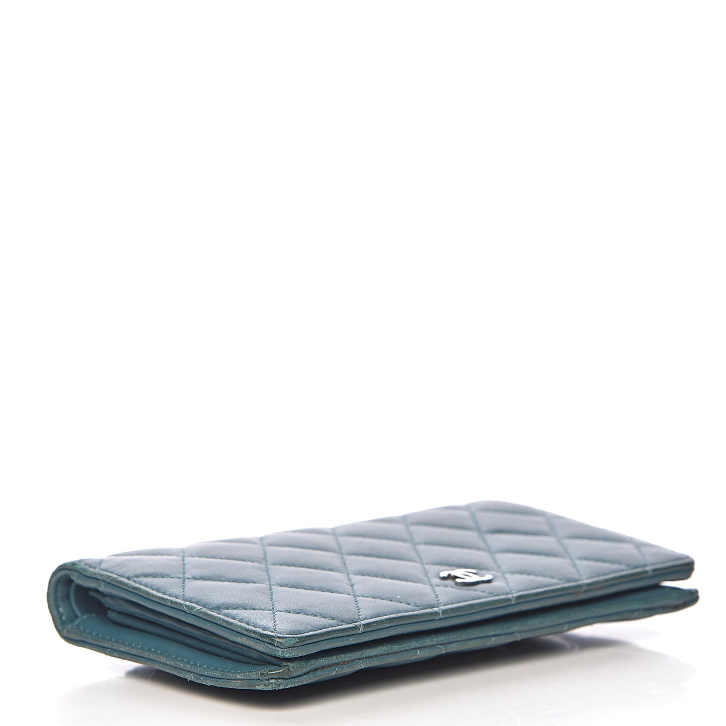 Lambskin Quilted Yen Wallet Blue