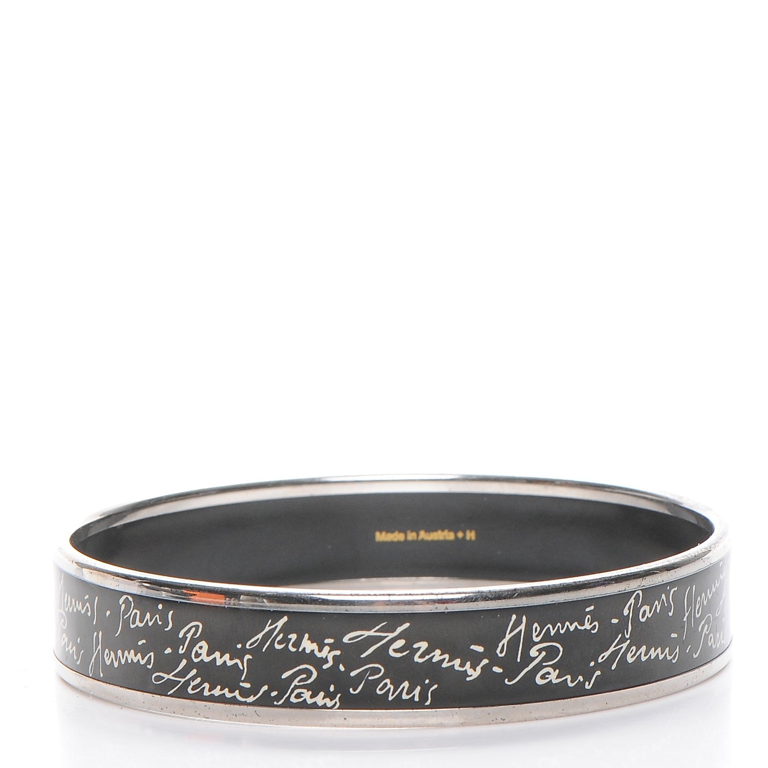 Hermes Enamel Printed Handwriting Bracelet 65 Black 5 of 6