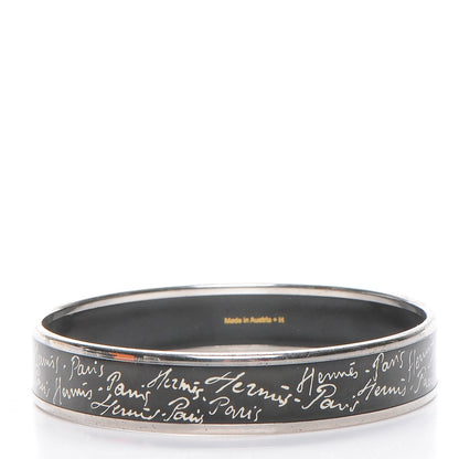 Hermes Enamel Printed Handwriting Bracelet 65 Black 5 of 6