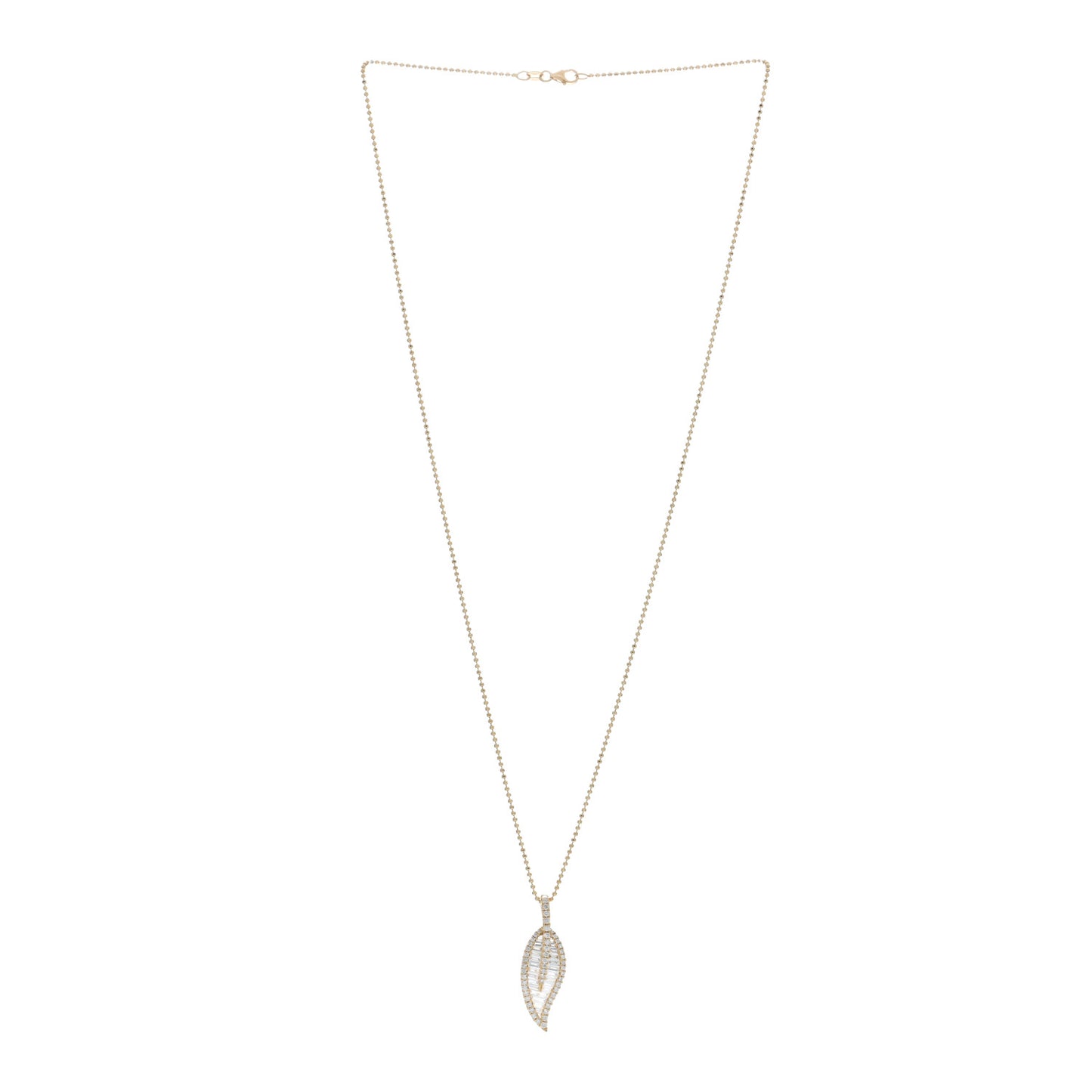 18K Yellow Gold Diamond Large Leaf Pendant Necklace