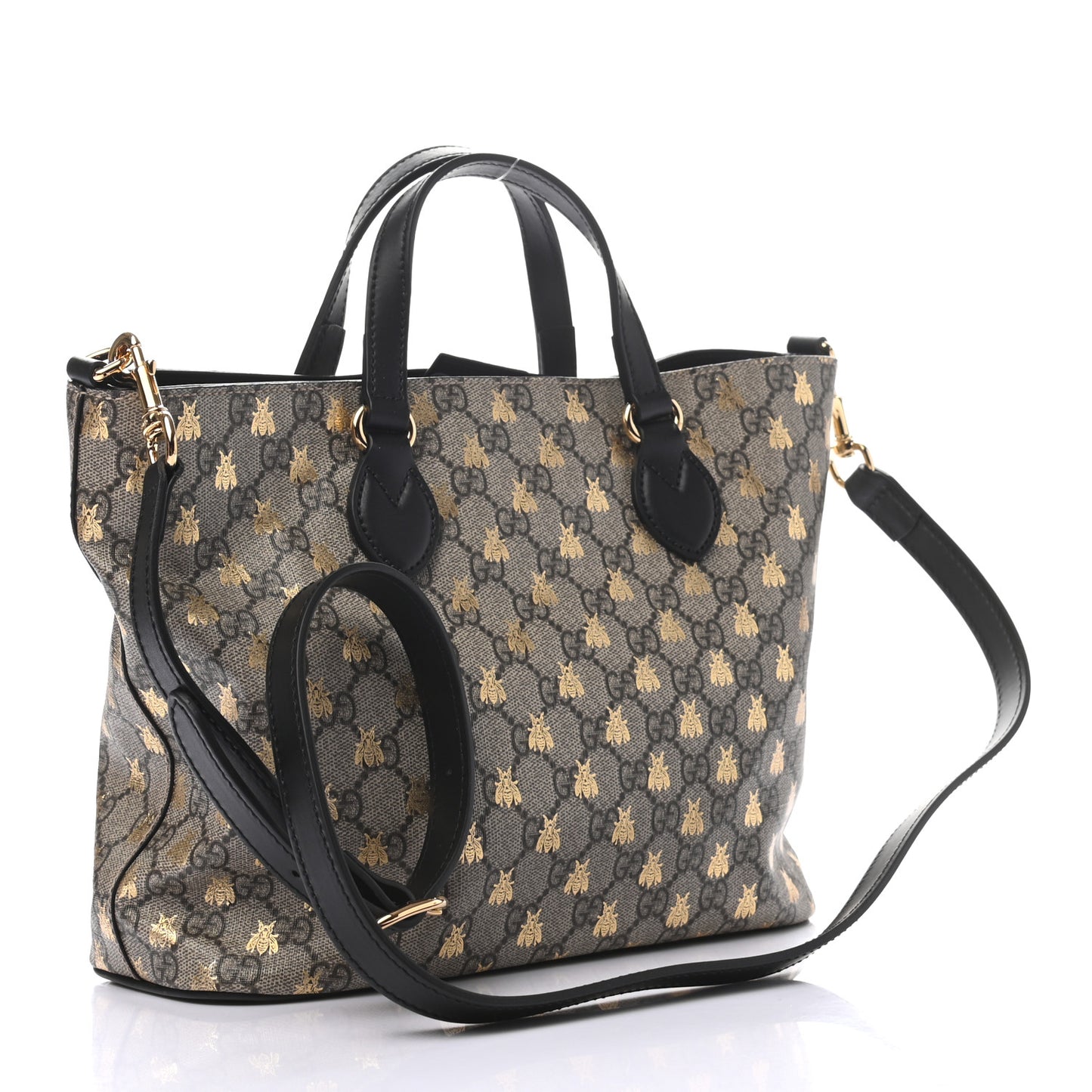 Soft GG Supreme Monogram Bees Small Crossbody Tote Beige Oro Black
