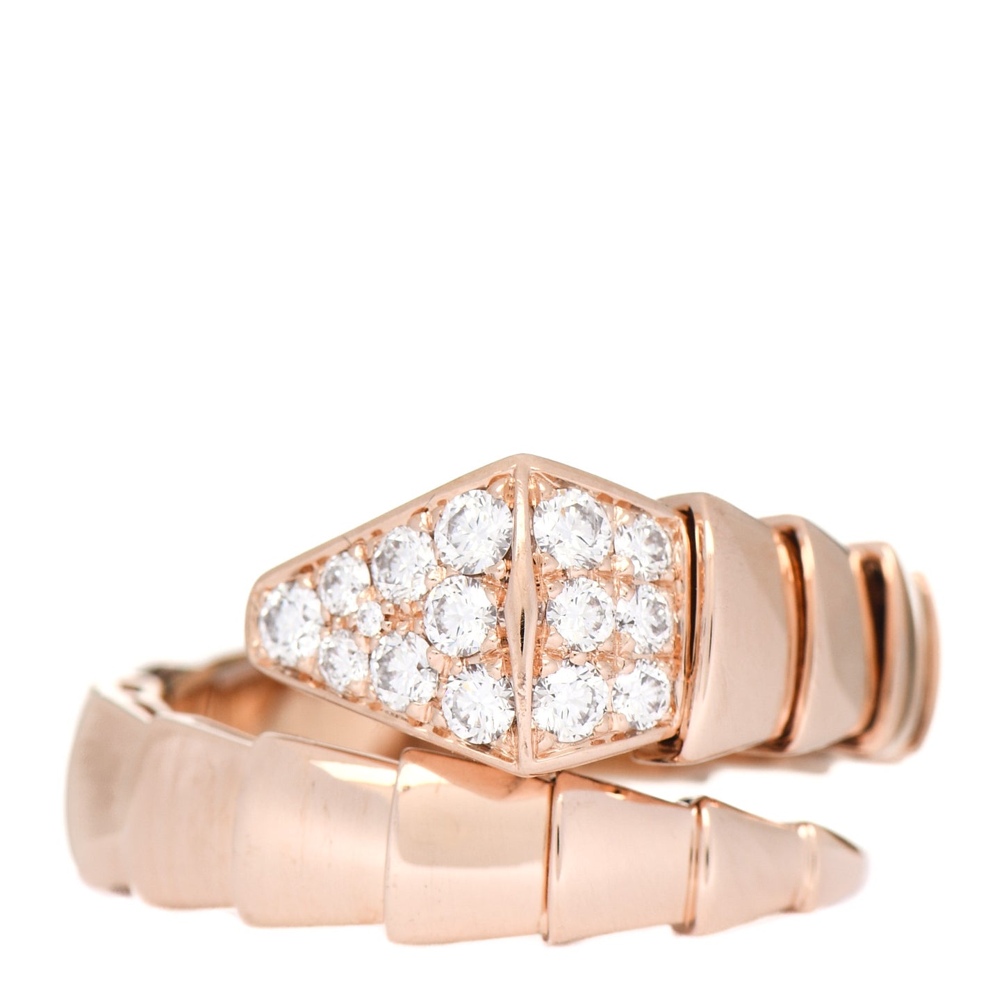 18K Rose Gold Diamond Serpenti Viper Ring XXL