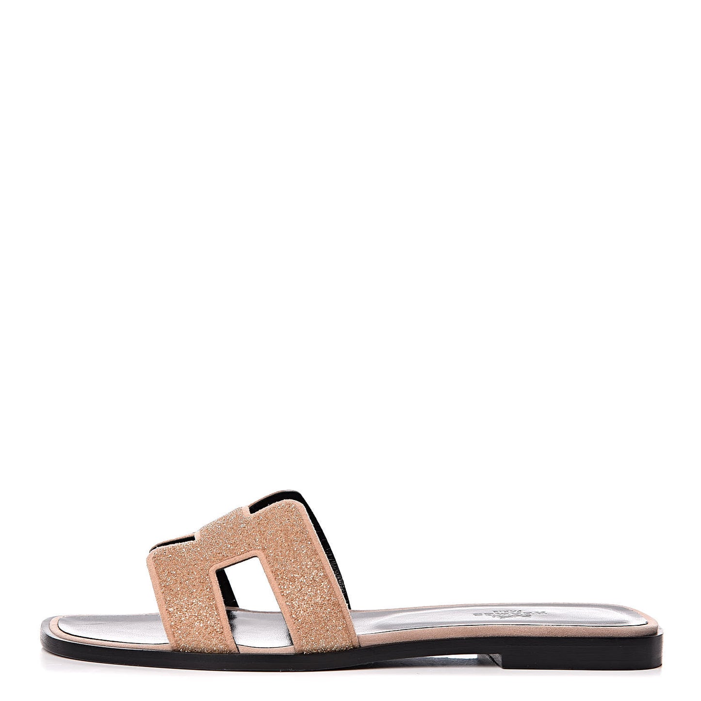 Suede Goatskin Crystal Powder Oran Sandals 38 Pale Gold Beige Pink