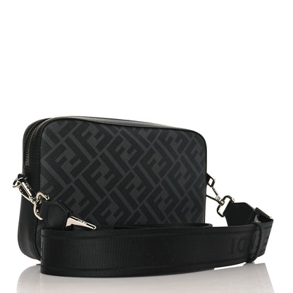 Fendi Glazed Fabric Vitello Liberty FF 1974 Diagonal Medium Camera Case Black Sunflower 3 of 9