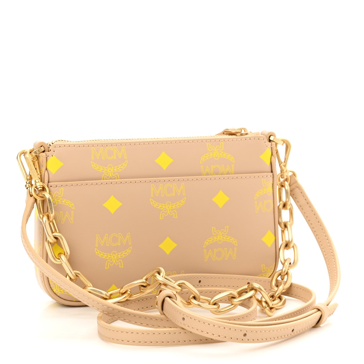 MCM Calfskin Color Splash Mini Pouch on Chain Croissant 3 of 10