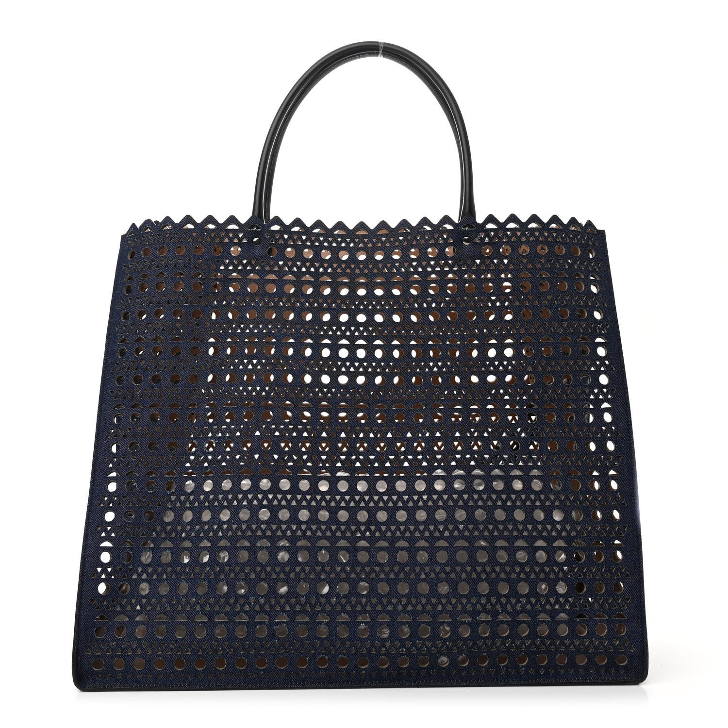 Alaia Denim Laser Cut Garance Tote Blue 1 of 14