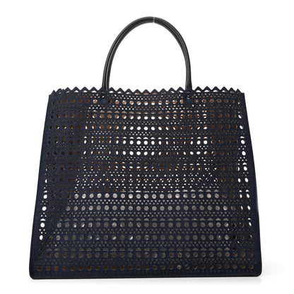 Alaia Denim Laser Cut Garance Tote Blue 1 of 14