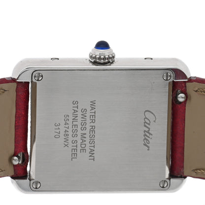 Cartier Stainless Steel Calfskin 24mm Tank Solo Quartz Watch Burgundy 4 of 4