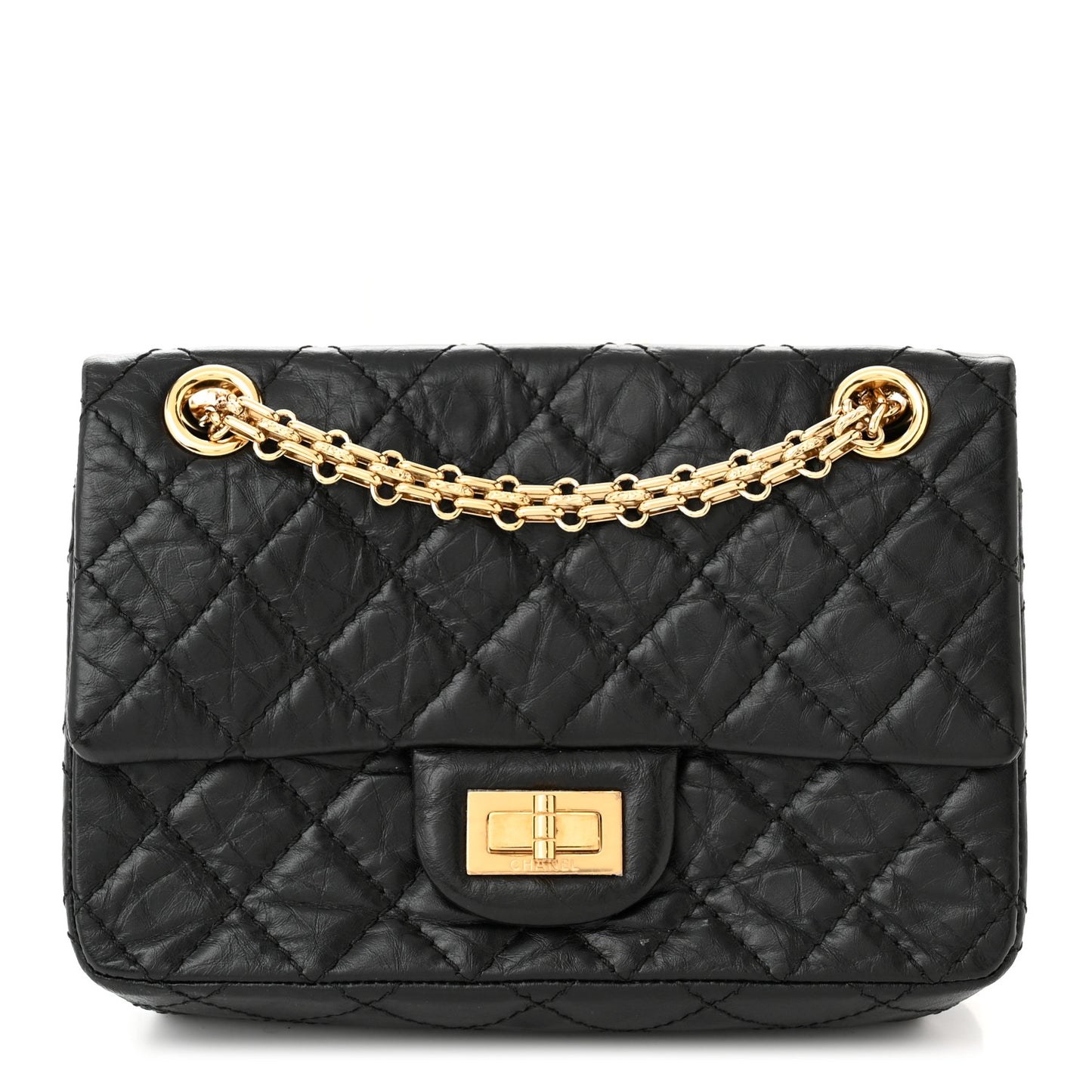 Aged Calfskin Quilted 2.55 Reissue Mini Flap Black