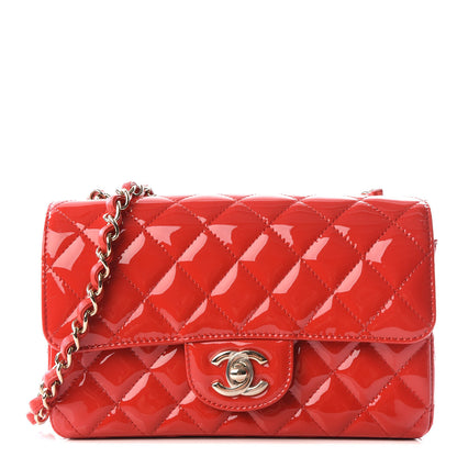 Chanel Patent Calfskin Quilted Mini Rectangular Flap Red 1 of 12