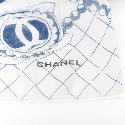 Chanel Cotton Havana Cuba Scarf White Blue 2 of 2