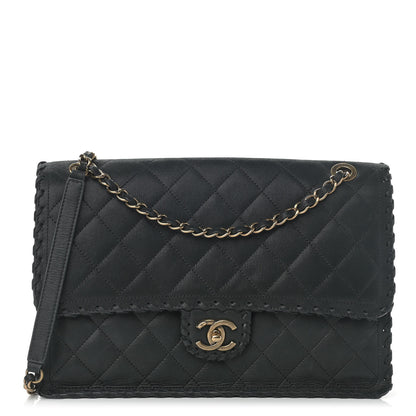 Chanel Iridescent Calfskin Jumbo Happy Stitch Flap Black 1 of 10