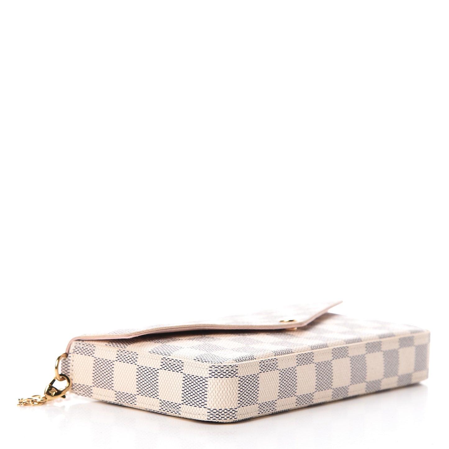 Damier Azur Pochette Felicie Chain Wallet Rose Ballerine