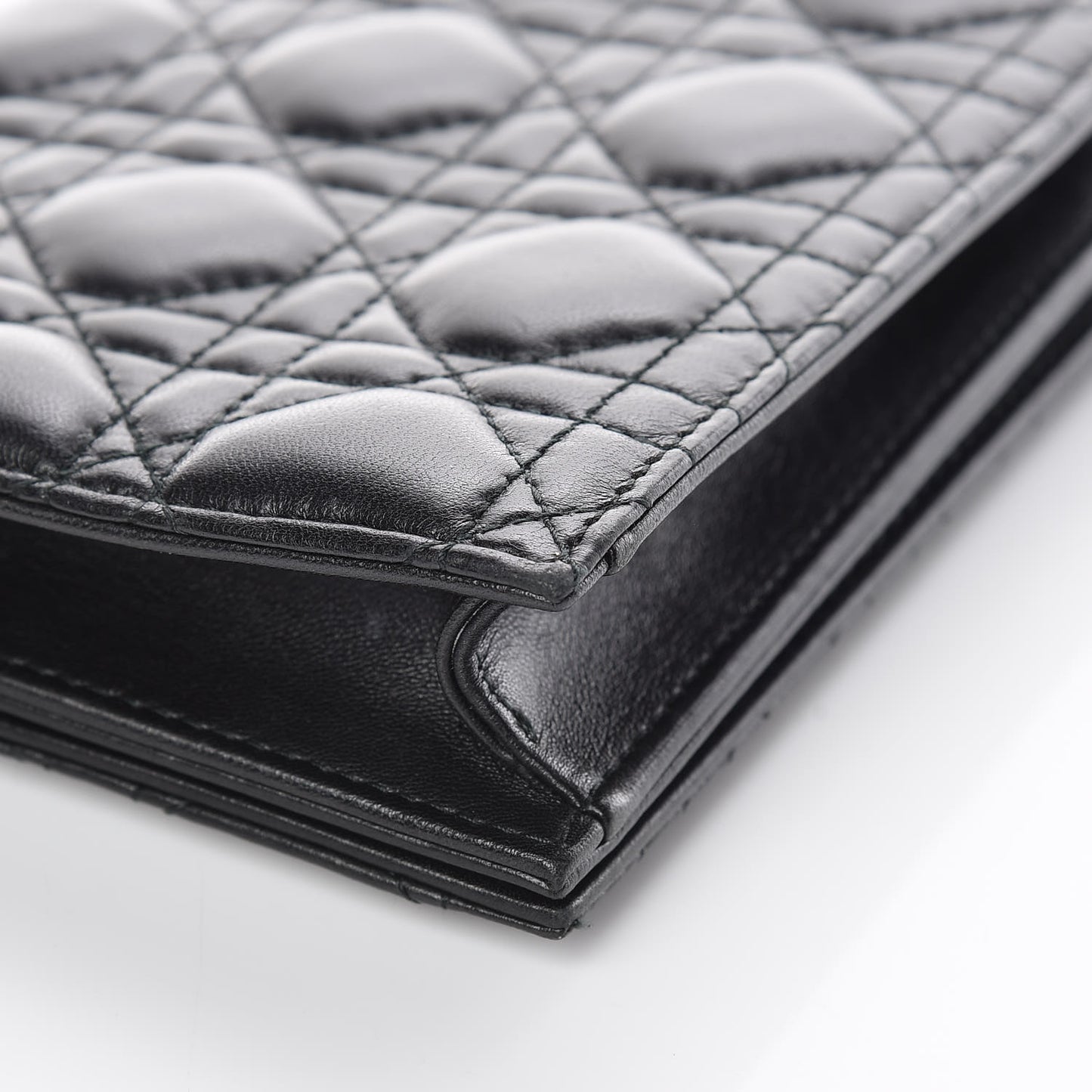 Lambskin Cannage Lady Dior Convertible Clutch Black