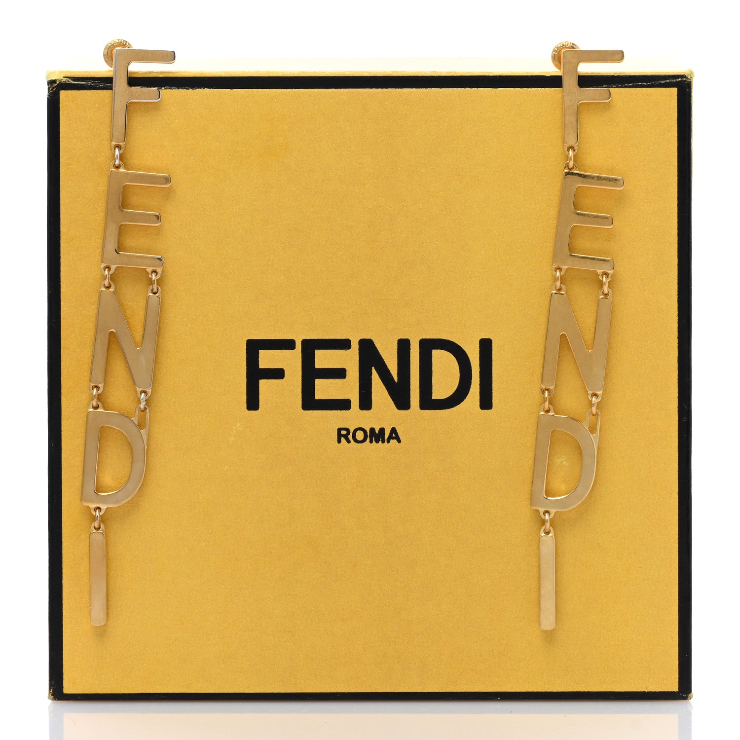 Fendi Metal Signature Earrings Gold 6 of 6