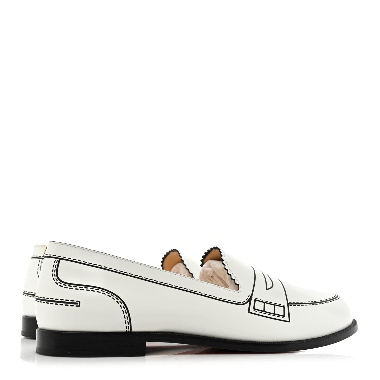 Christian Louboutin Calfskin Women Mocalaureat Tromp L'oeil Loafers 39 White 4 of 11