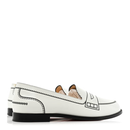 Christian Louboutin Calfskin Women Mocalaureat Tromp L'oeil Loafers 39 White 4 of 11